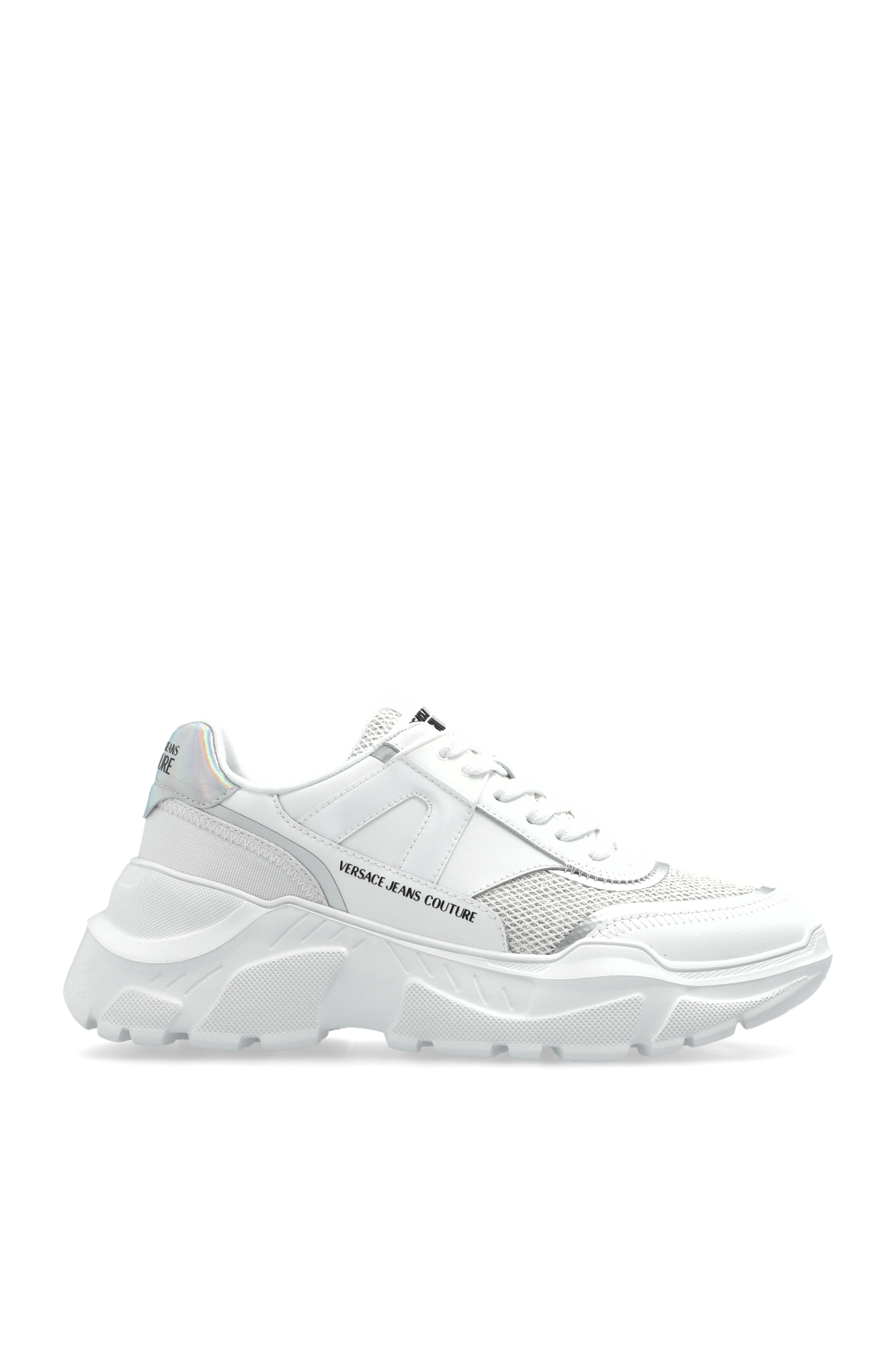 スニーカー VERSACE JEANS COUTURE Woman Sneakers White 78VA3SC4ZPB05 MD7 White Sneakers with shimmering glitter Versace Jeans Couture